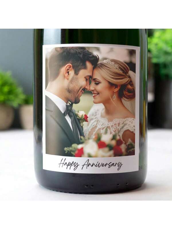 12/24 Pezzi di Etichette Personalizzate per Vino con Foto di Coppia, Compleanni, Anniversari, Matrimoni, Regalo Personalizzato con Immagine, Adatto anche per Prosecco e Champagne, Dimensione Prodotto: 10x10 cm