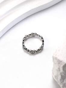 1pc Simple Unique 925 Sterling Silver Love Connects JA Ring Women Fine Jewelry Gift