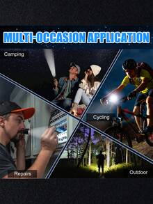 1pc High Power LED Flashlight,Mini Strong Light Portable Waterproof ABS Torch,Multi Functional Portable Flashlight Suitable For Outdoor Camping And Fishing Lighting, Camping Accessories - Black - View 7