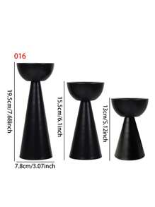 1pc/3pcs Matte Black Pillar Candle Holder, Metal Candlestick Candle Holder Stand, Home Coffee Table Decor, Decorations Centerpiece For Dining, Living Room