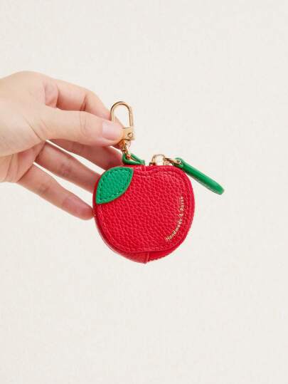 Apple Shape Fruit Charm Coin Purse Cute Keychain Mini Pouch Wallet Gift For Girl Women For Women Wallet Mini Wallet Purse Wallet Coin Wallet Wallet Wallet