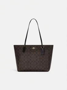 Coach Bolso de tela grande tipo tote con asa de hombro para mujer, bolso de mano y cartera con cierre de cremallera, bolso de mamá para el trabajo, viajes, compras y uso diario