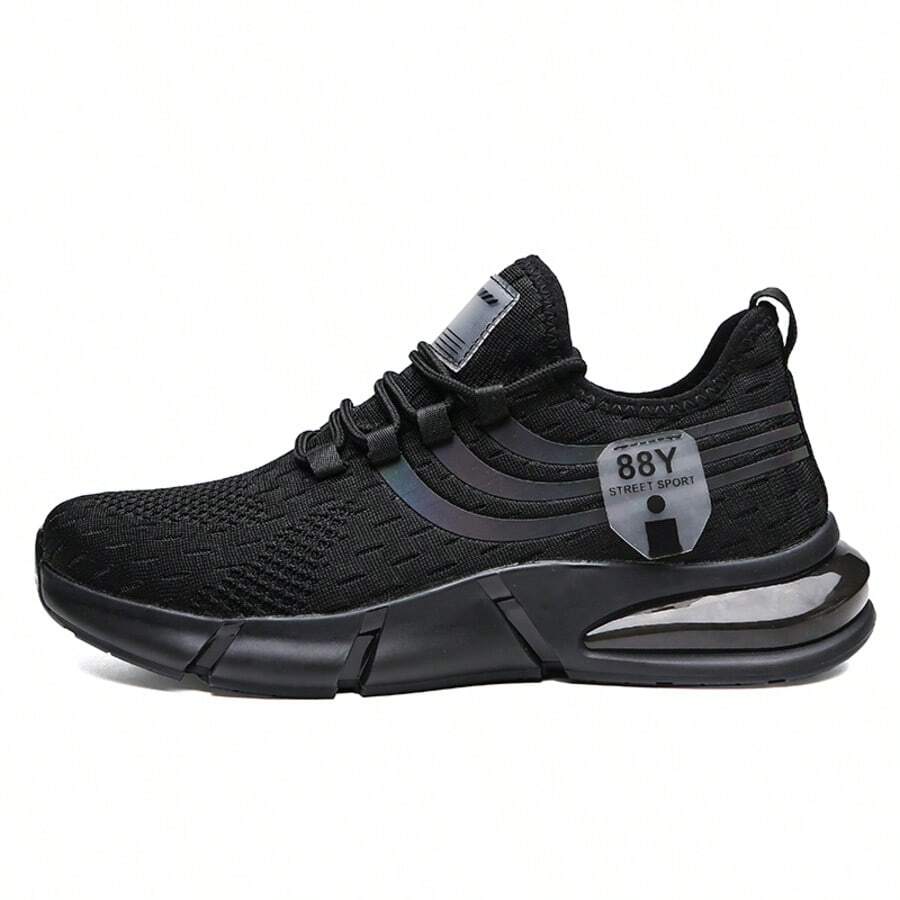 Men's Multi-Functional Running Shoes, Classic Colors With Eye-Catching Hues For Fashionable Look, Outdoor Jogging To Enjoy Nature, Commuting And Casual Walking, High-Quality Shoes With Good Support And Protection For Men - Black - View 1