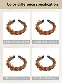 1pc Black Fishtail Braid Wig Headband, Non-Slip Teeth Design, Fluffy Synthetic Fishtail Wig Headband, Hair Hoop, Women's Braided Donut Bun Hair Hoop, Suitable For Christmas, New Year, Carnival, Music Festival And Other Occasions - Multicolor - View 8