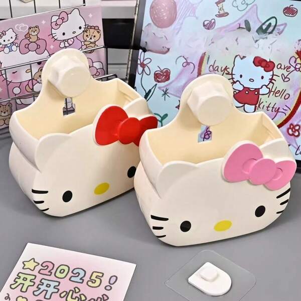 Sanrio 1 pieza Estantería de baño adorable, organizador de tocador montado en la pared para almacenar cepillo de dientes, pasta de dientes, peine y accesorios, de vuelta a la escuela