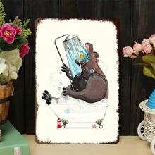 1PC Gorilla In Bathtub Tin Sign, Gorilla Taking A Bath, Fun And Humorous Wall Art, High-Quality Metal, Perfect For Bathroom Or Kids Room, 8x12 Inches/ 20x30 Cm - Multicolor - View 10