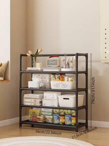 1pc 3-7 Tier Storage Rack, Household Snacks And Miscellaneous Items Organizer Rack, Multifunctional Floor-Standing Space Saving Rack, Metal Pipe Structure, Home Decor Recommended For Assembly