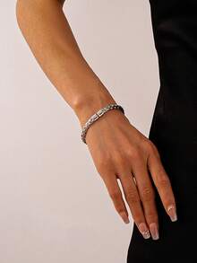 1 chiếc vòng tay thiết kế bện bằng thép không gỉ - Bạc - Xem 5