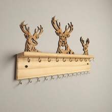 1 pièce Porte-bijoux mural décoratif en bois en forme de tête de cerf - Présentoir pour pendentifs, boucles d'oreilles, bracelets et bagues, minimaliste et à la mode, idéal pour la décoration de la chambre, le rangement de bijoux, la fête des mères, la Saint-Valentin ou un anniversaire.