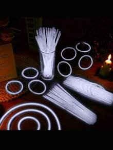 100 件-8 英寸白色荧光棒 - 圣诞节、万圣节等霓虹派对礼品 - 非常适合狂欢节、婚礼和生日，白色荧光棒派对礼品，适用于酒吧、KTV、舞会、成人和青少年，节日配饰，有趣的礼物创意