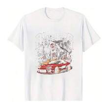 100% Cotton Unisex Round Neck Short - Sleeve "Deadhang" Graphic T - Shirt - trắng - Xem 6
