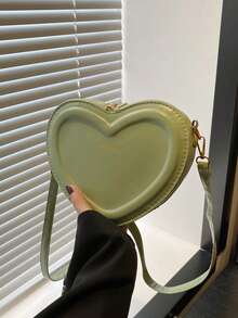 Solid Color Diagonal Shoulder Heart Shaped Handbag Suitable For Shopping, Wallet, Young Women, College Students, Newcomers, White-Collar Workers. Very Suitable For Office, College, Work, Business, Commuting, Outdoor Activities, Travel And Outings - Black - View 15