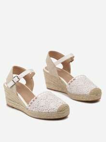 Espadrille Sandalen mit geflochtener Keilsohle und durchbrochener Zehenpartie - Weiss - Übersicht 3