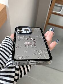 Funda de teléfono con diseño creativo de copos de nieve y ciervos, compatible con iPhone 17/17AIR/17Pro/17Pro Max, 16/16Plus/16Pro/16Pro Max, 15/15Plus/15Pro/15Pro Max, 14/14Plus/14Pro/14Pro Max, 13/13Pro/13Pro Max, 12/12Pro/12Pro Max, 11/11Pro Max, X/XS/XR/XS Max. Minimalista, ligera, de alta gama, a prueba de polvo y duradera. - Multicolor - Ver 3