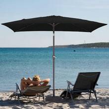 6.5x10 Ft Rectangular Patio Umbrellas Outdoor Market Umbrella With Push Button Tilt And Crank, Rectangle Table Umbrella 6 Sturdy Ribs UV Protection For Pool Garden Backyard Deck, Red - Black - View 4
