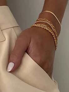 5pcs/Set Flat Snake Chain & Braided Chain Unisex Fashion Casual Bracelets