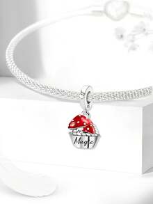 1PC 925 Sterling Silver Fashionable Cherry Grape Mushroom Basket Pendant Beads Charm Suitable For Bracelets DIY Women's Jewelry - Silver - View 8