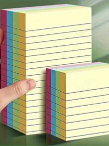 100/200 feuilles de notes autocollantes lignées en 4 couleurs. Notes portatives pour étudiants. Marqueurs d'écriture, notes adhésives faciles à utiliser. Bloc-notes de bureau, à la maison, à l'école, en grands et petits formats, deux styles. Petit assistant de bureau, fournitures scolaires, rentrée scolaire.