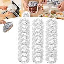 50 个/包铝箔食品盖 - 耐热、防漏、可重复使用的保温盖，可保持食物新鲜并保护台面，紧密贴合设计，无需用电 - 銀色 - 查看 16