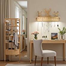 1 pièce Porte-bijoux mural décoratif en bois en forme de tête de cerf - Présentoir pour pendentifs, boucles d'oreilles, bracelets et bagues, minimaliste et à la mode, idéal pour la décoration de la chambre, le rangement de bijoux, la fête des mères, la Saint-Valentin ou un anniversaire.