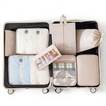 8pcs Travel Organizer Bags Set, Waterproof Portable Packing Cubes, Clothes Storage Bags, Luggage Organizers, Underwear Bags, Waterproof Zipper Packing Pouches, Travel Essentials, Dorm Necessities, Back To School Nylon, For Students, Teachers, Beach, Summer Vacation