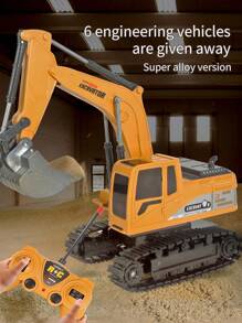 Christmas Decoration 1pc Boy Remote Control Excavator, 6 Channel Excavator And Dump Truck, 2.4ghz Remote Control Building Toy Set For Boys And Girls, Mini Rc Excavator, Realistic Construction Toy, Remote Toy, Birthday Gift, Christmas Gift,Truck,Excavator,Trucks