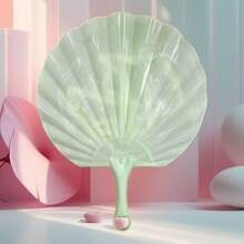 1 pièce d'éventail portatif en plastique style vintage plus épais et plus frais, avec un design de coquille en faux jade. Convient pour l'été, les cadeaux pour les personnes âgées et les amoureux, une utilisation quotidienne.