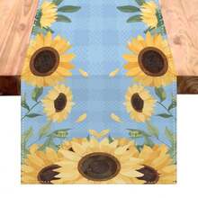 Exclusive Printed Table Runner Fabric Table Setting 1.35m X 0.35m - Sunflower - View 3