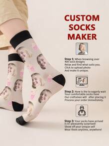 1 paire de chaussettes mi-longues personnalisées pour hommes, avec n'importe quel visage. Chaussettes personnalisées avec photos, chaussettes longues et moyennes amusantes et personnalisées, convenant aux occasions telles que la Saint-Valentin, les anniversaires et les cadeaux
