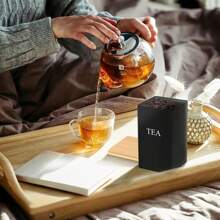 1pc Customized Storage Tin Can With Bamboo Lid, Square Tea, Coffee, Candy, Spice Metal Container, Kitchen Storage, Housewarming Party Gift