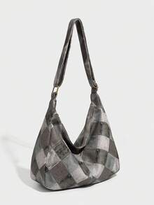 复古包 Melad 女士复古斜挎包，新款韩版时尚手提包，大容量单肩包，适合返校、教师礼物、感谢礼物、感谢礼物、字母礼品袋、可重复使用、教师包、教育工作者、妈妈的理想伴娘礼物 - 灰色 - 查看 4