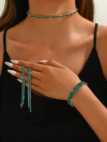 3 件女士首饰套装：流苏项链、耳环和手链，适合日常、宴会、音乐节、毕业摄影和新娘配饰 - 星星 - 查看 16