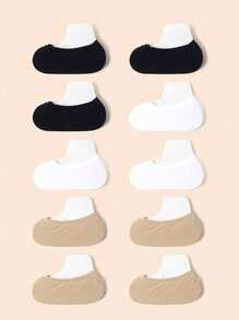 10 Pairs Of Children's Summer Thin Mesh Breathable Pure White Heel Anti Slip Low Vamp Invisible Boat Socks, Versatile For Daily Use