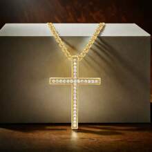 1/2/3pcs Luxury Fashion Rhinestone Cross Pendant Necklace, Cubic Zirconia Diamond Necklace For Men, Simple & Versatile For Daily Wear, Great Gift Choice