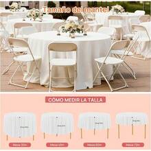 10pcs Manteles Desechables para Mesa Redondos,84 Pulgadas,Mantel para Mesa de Banquetes, Eventos y hogar,Tablón,Mantel de PEVA, Impermeable, Resistente al Desgaste (Negro, 213cm Redondo) - Blanco - Ver 12