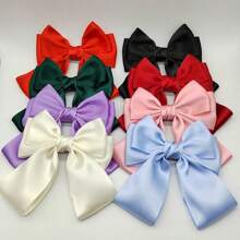 1pc Women Solid Color Silk Ribbon Fashion Bow Hair Clip, Elegant Lady Hair Accessory With Ribbon And Tassel Decor, Ponytail Clip Claw Clips Hair Claws Hair Barrettes
