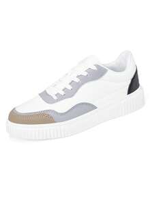 Unisex Casual Low-Top Sneakers Fashionable Lace-Up Flat Shoes, Versatile For All Seasons, Plus Size - Grey - View 11