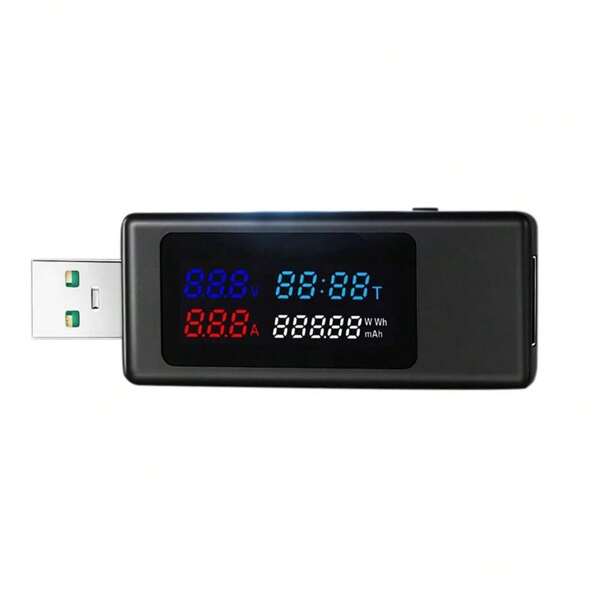 قطعة واحدة من جسم بيت ABS عالي الدقة + مراقب الطاقة عبر منفذ USB، نطاق واسع من 4-30 فولت، قوة ذاتية التكيف/ الآمن، محمي للهواتف المحمولة، تشخيص شيخوخة بنك الطاقة/إصلاح شاحن السيارة/كشف الطاقة الاحتياطية للتخييم/معايرة معدات منصة الإصلاح