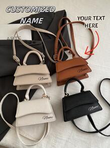 1pc Mini Handbag, Simple Casual Small Square Bag, Multi-Functional One-Shoulder Messenger. It Can Be Customized With Your Own Name. Teacher's Day Gift, Very Suitable For Going Out Shopping, Seaside Vacation Travel And Daily Use. Birthday Gift, Souvenir Bag For Friends Or Daughters.