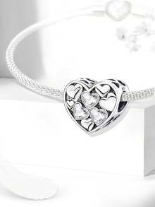 1PC 925 Sterling Silver Heart To Heart Beads Pendant Beads Pendant Ball Suitable For Bracelets DIY Women's Jewelry - Gather - View 8