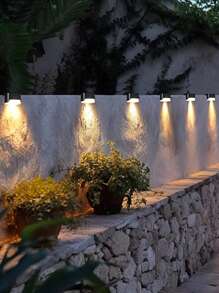 4 piezas Luces decorativas solares para exterior, 1 LED luz cálida, luces de cubierta - Carcasa negra, luces de pared, luces solares para jardín valla, luces solares para patio y escaleras, regalo para Halloween, Navidad y Acción de Gracias