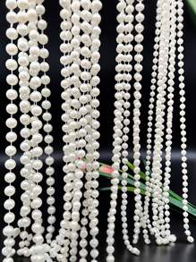 2m/78in, 10m/393in Faux Pearl Beaded Garland Chain, DIY Wedding Decor Curtain, Round Pearls Do Not Break When Cut