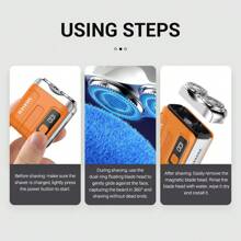 Compact Electric Smart Shaver, Portable Beard Trimmer, Men's Travel Razor, Dual Blade, 360° Precision Shaving, Digital Display, Waterproof, Detachable Cleaning, With Type-C Charging Cable And Cleaning Brush (300mAh)
