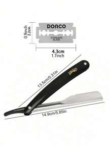 1 Black Scraper+10 Blades;Unisex Folding Travel Straight Edge Razor Set With Ultra-Thin Stainless Steel Double-Sided Blades, Suitable For Home And Salon Beauty Use
