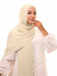 1件装女士经典休闲套头雪纺围巾，纯色柔软透气莫代尔面料，可作颈套、多功能头巾，适合日常穿着。