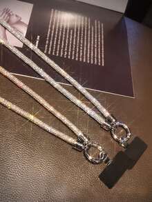 高级奢华全水钻斜链手链挂绳，多功能时尚百搭斜链带，可用作手机挂绳和腕带，坚固的防摔支架，带金属夹 - 彩色 - 查看 8