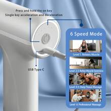 RAF 1pc Mini Portable Massage Gun LED Multiple Speed Adjustable Fascia Gun, Hand Held Body Back Muscle Massager Extra Long Endurance Fascia Stick Vibrater Massager Massageador,Vibrator