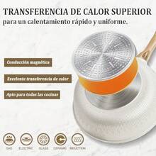 Sartenes Antiadherentes, Sartén de chef de Piedra de Granito, Sartenes de Ceramica con Mango de Baquelita Bateria de Cocina (Blanco, 20CM) - blanco - Ver 6