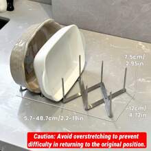 1pc Adjustable Stainless Steel Dish Drying Rack, Expandable Foldable Over Sink Organizer, Multi-Tier Bowl Pot Lid Storage System, Cabinet/Drawer Dual-Use Shelf, Space Saving Rack For Kitchen/RV/Countertop