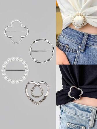 16pcs/8pcs/4pcs Fashion Gold & Silver Scarf Clips, Metal Clothing Corner Knot Clips, Elegant 4pcs Clothing Corner Clips - Fashionable Metal Round Collar Clips For Women Blouses And Dresses, Scarf & Shawl Decorative Clips, Perfect Clothing Accessory